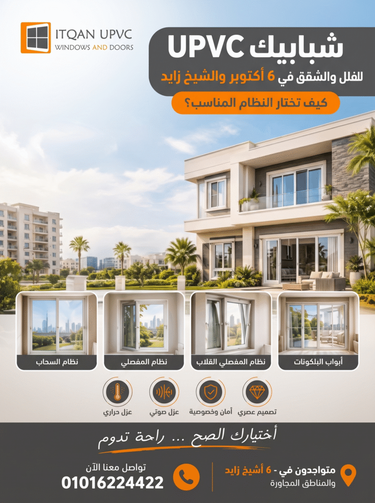 شبابيك UPVC للفلل والشقق في 6 أكتوبر والشيخ زايد | كيف تختار النظام المناسب؟